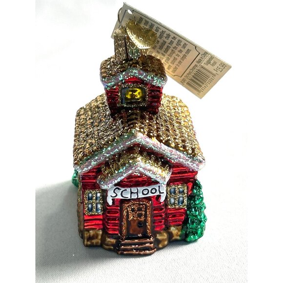 2001 Merch Family’s Old World Christmas Little Red Glass School House Ornament - Picture 1 of 15